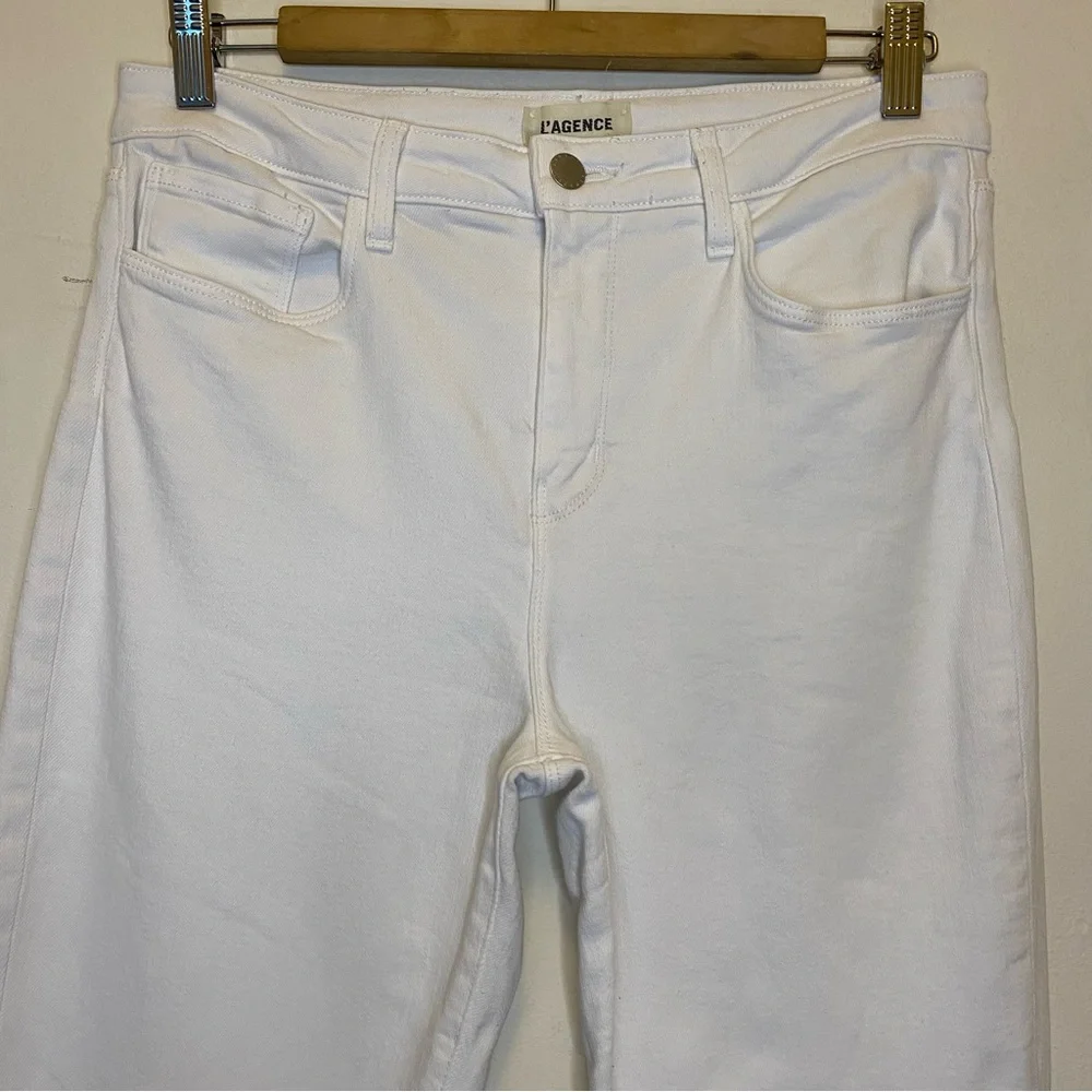 L’AGENCE Oriana High Rise Straight Leg 5-Pocket Jeans White Sz 29 - Picture 4 of 13